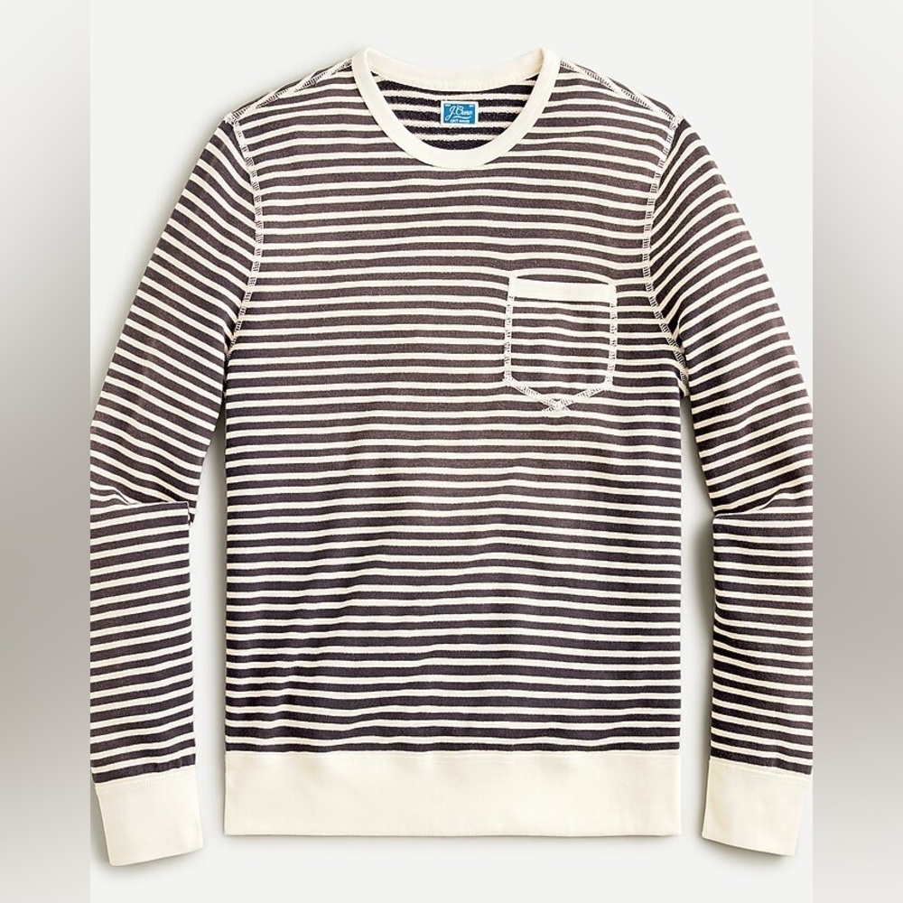 J.Crew Lightweight Sunfaded French Terry Sweatshirt in Stripe Size XL